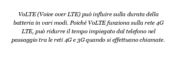 In che modo Volte influisce sulla durata della batteria?