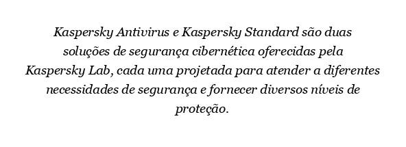 Qual é a diferença entre o antivírus Kaspersky e o Kaspersky Standard?