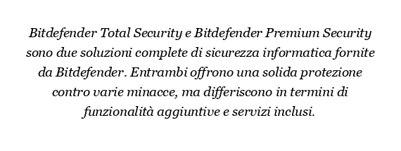 Qual è la differenza tra Bitdefender Total e Premium?